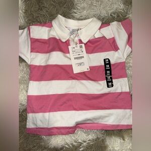 Zara Kids Pink and White Polo Shirt